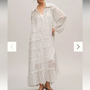 Anthropologie Black and White Long Sleeve Maxi Dress NWT